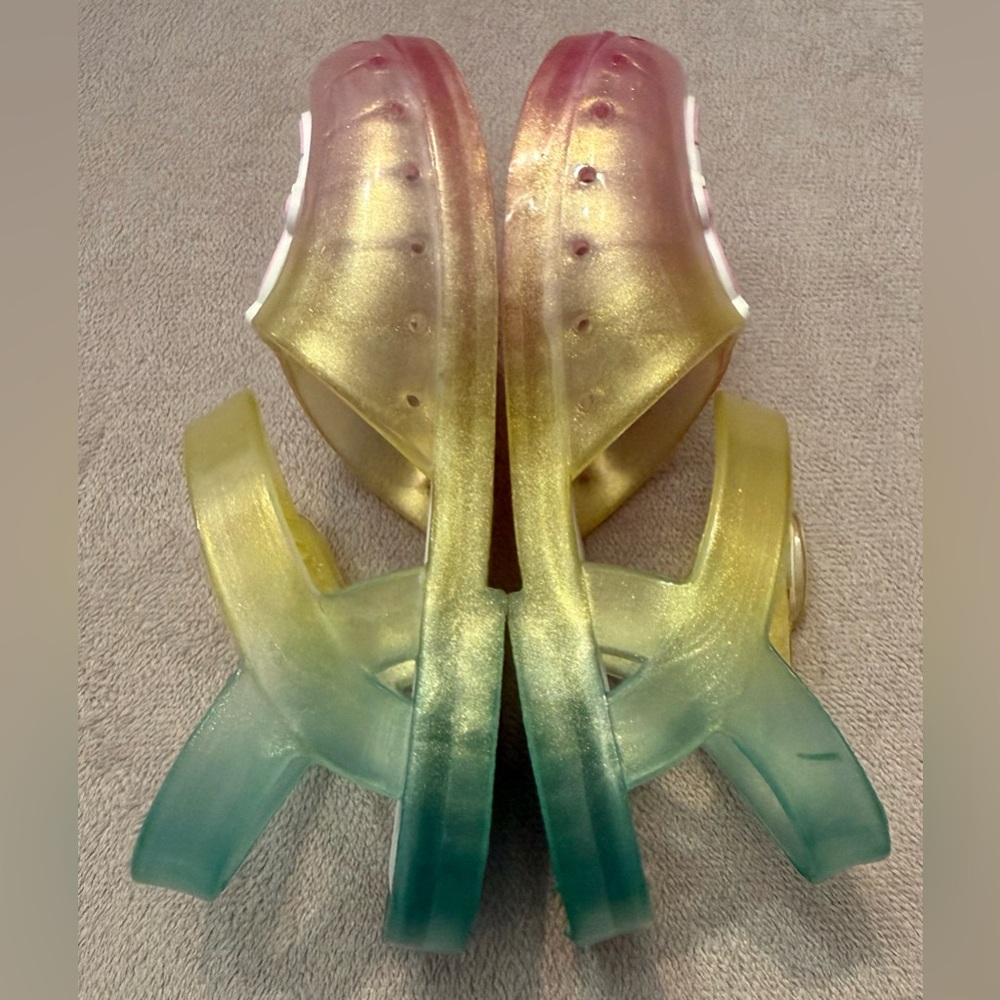 Cat & Jack Toddler Girls Unicorn Sandals Size 6 Jelly Easy On/ Off Slip On VGUC - Picture 2 of 6